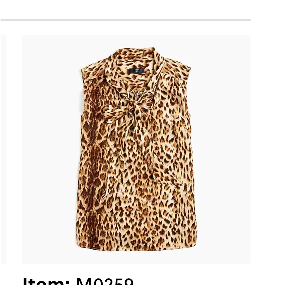 J. Crew tie neck short sleeve leopard top